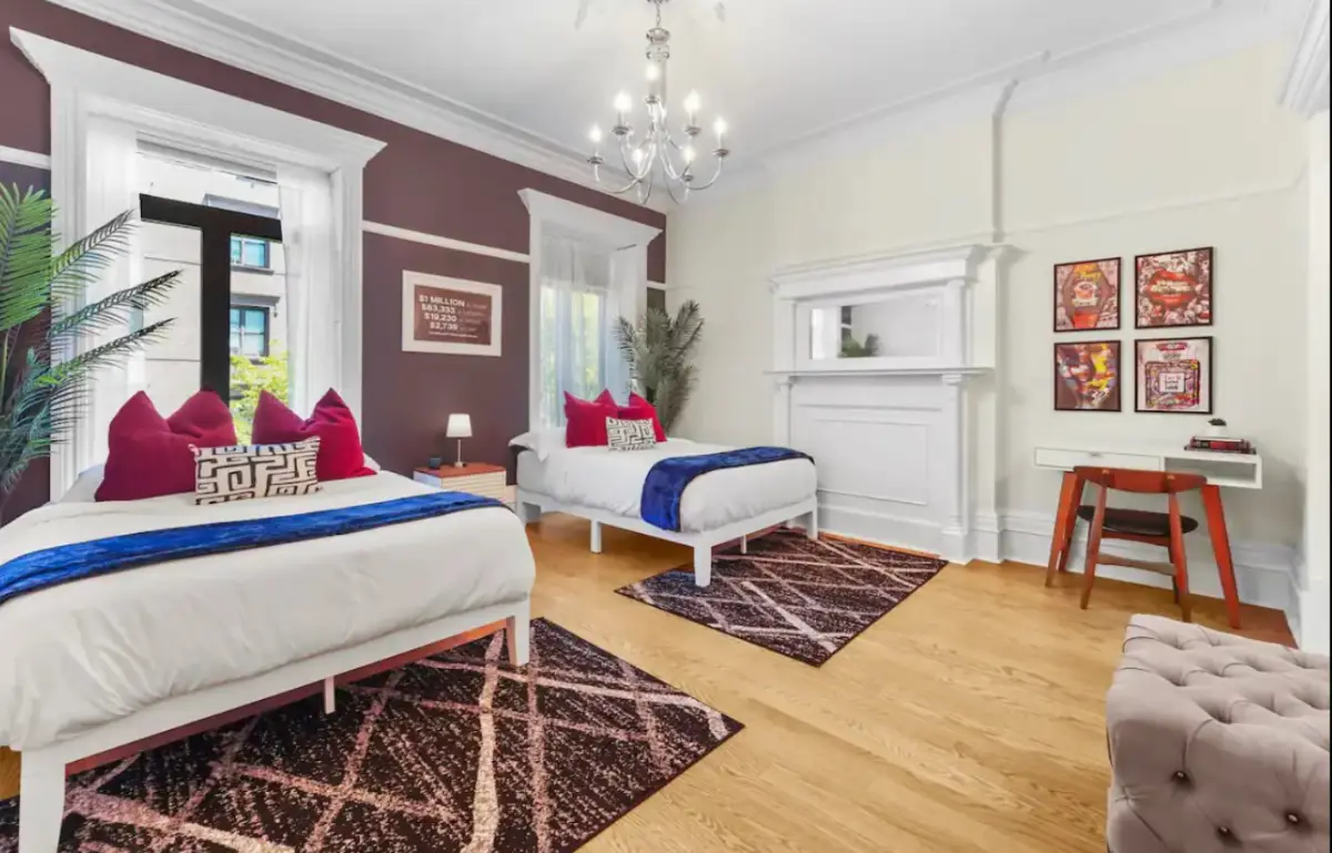 Short-term rental bedroom staged and guest-ready